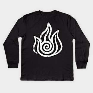 Fire white symbol Kids Long Sleeve T-Shirt